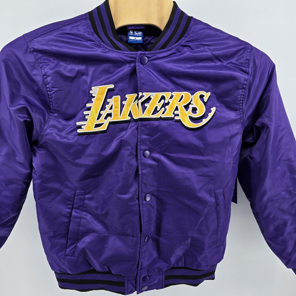 Los Angeles Lakers Ultra‎ Game Satin Bomber Jacket Mens Medium Purple New $125